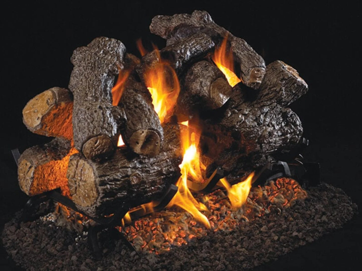 Real Fyre Charred Rugged Split Oak 18/20" Direct Vent See-Thru Vent Free Gas Logs