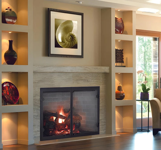 Majestic Biltmore 42" Radiant Traditional Wood Burning Fireplace with Herringbone Brick Pattern