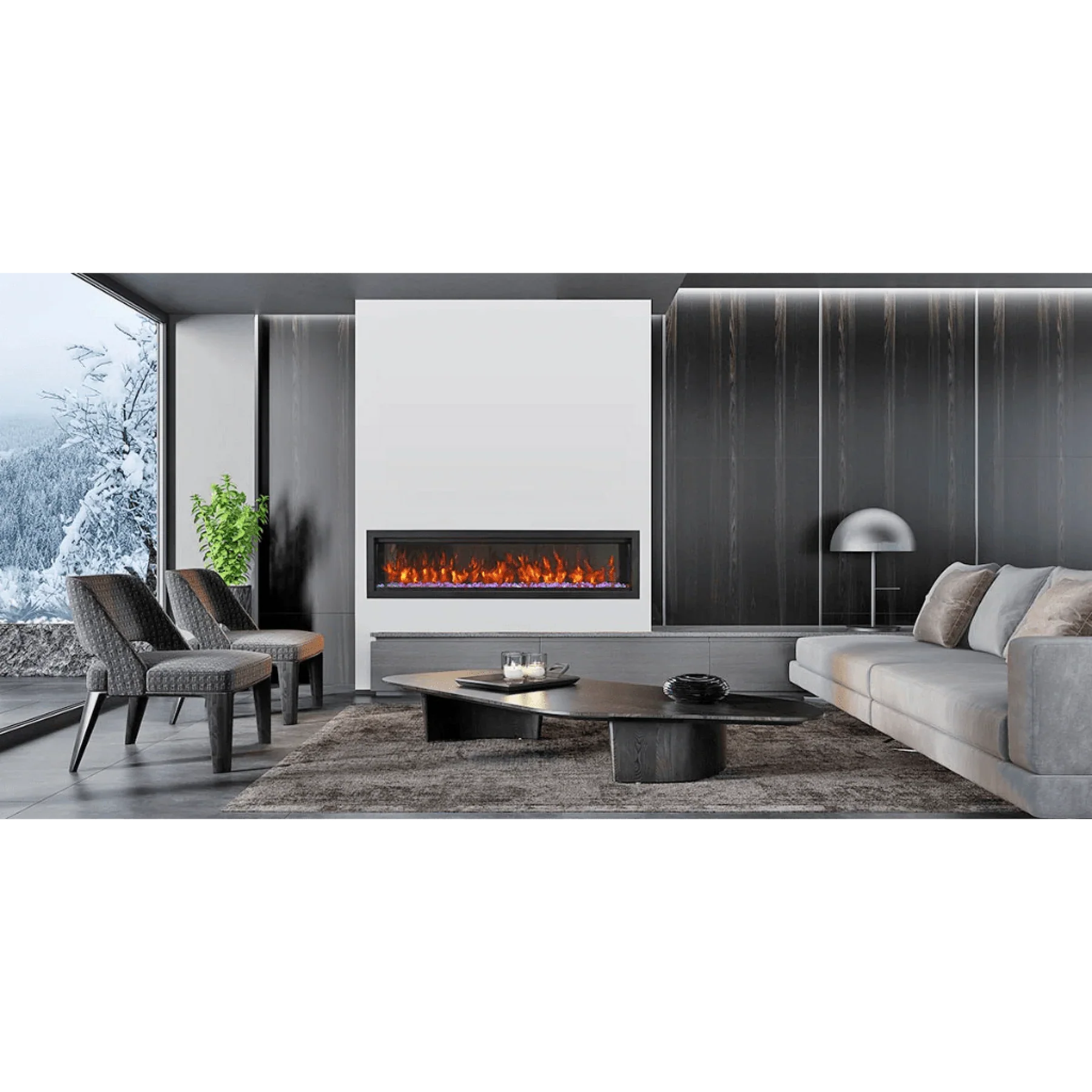 Symmetry Xtra Tall Bespoke 100" Indoor Outdoor Built-In Smart Electric Fireplace