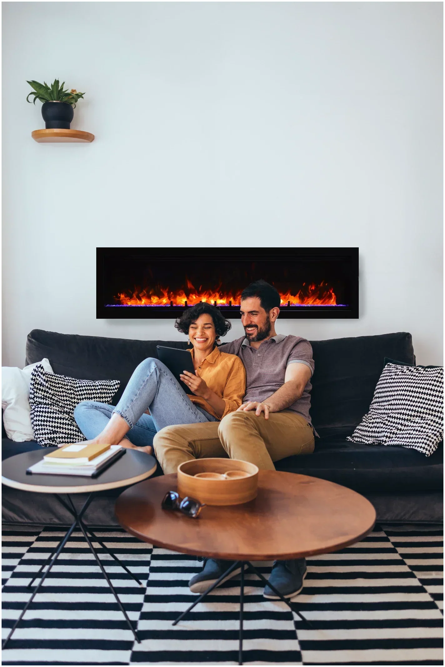 Symmetry Lumina 74" Indoor Outdoor Built-In Smart Electric Fireplace