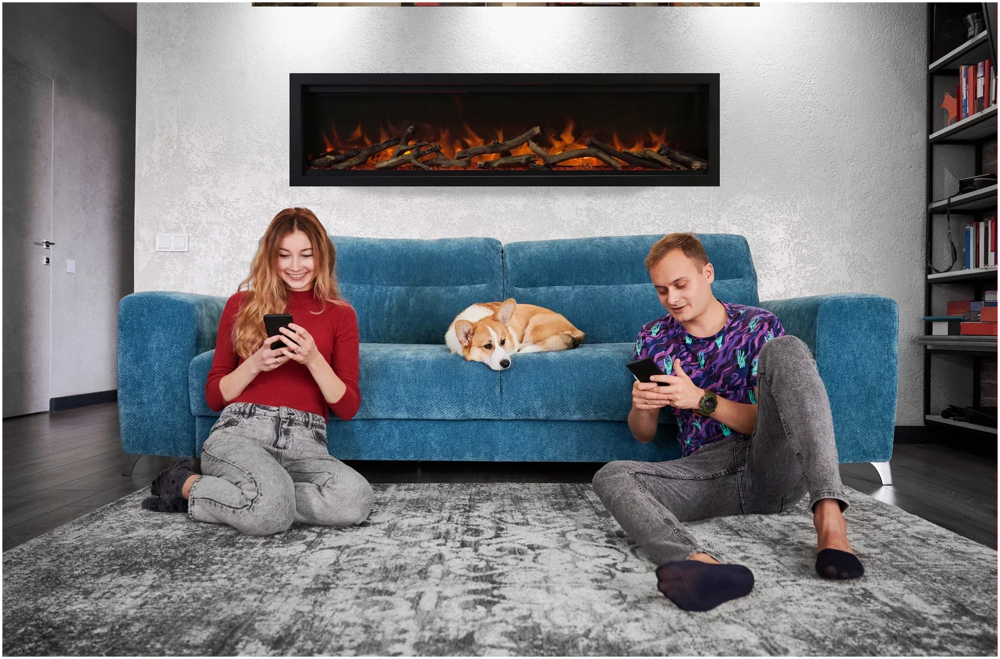 Symmetry Lumina 88" Indoor Outdoor Built-In Smart Electric Fireplace