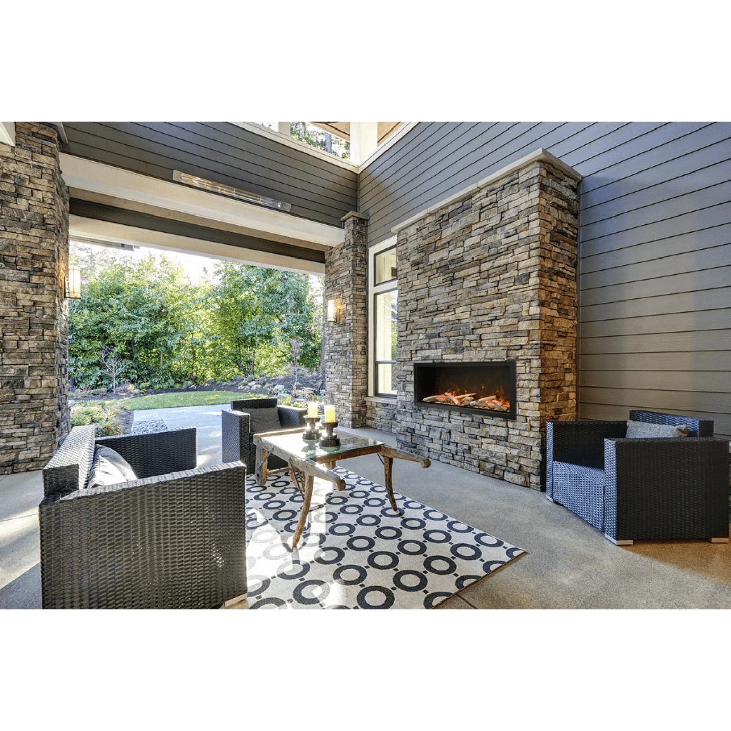 Amantii Symmetry Xtra Tall 34" Indoor Outdoor Built-In Smart Electric Fireplace | SYM-34-XT