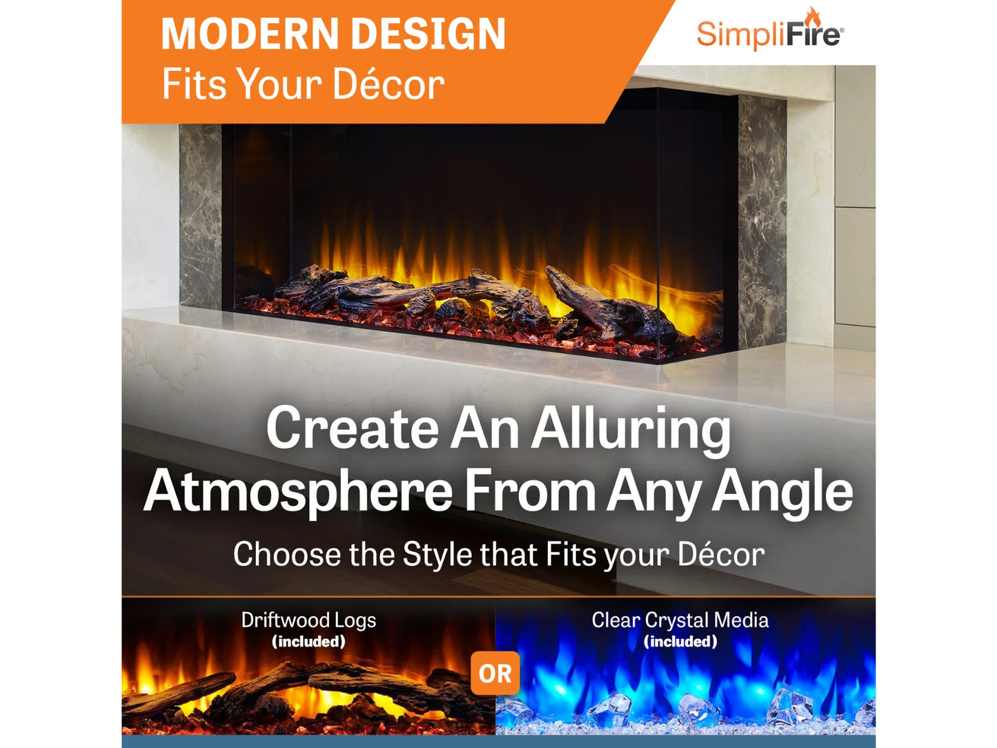 SimpliFire Scion Trinity 55" 3-Sided Linear Electric Fireplace