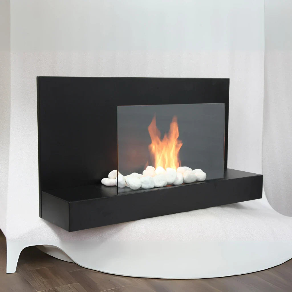 Lotte 35" Stainless Steel Wall Mounted Ethanol Fireplace