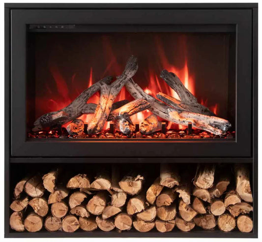 Black Contemporary Pedestal Display With Storage Compartment For TRD 38" fireplace