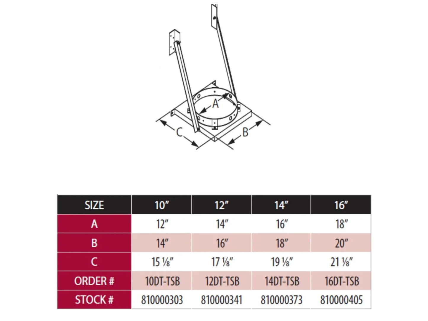 DuraVent 10" Tee Support Bracket