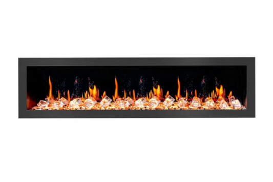 Litedeer Latitude II 78" Vent-Free Seamless Push-In Electric Fireplace with Acrylic Crushed Ice Rocks