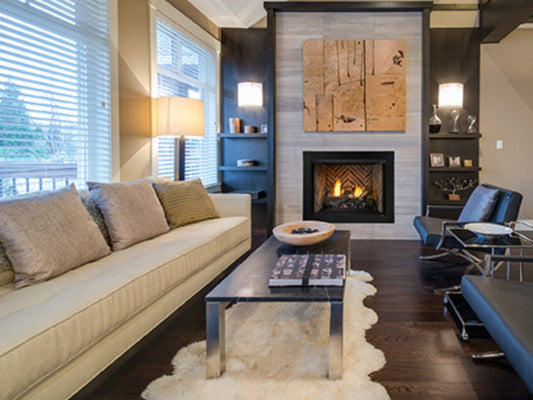 Lo-Rider 36" Circulating Clean Face Vent Free Gas Firebox with Cement Gray Traditional panels