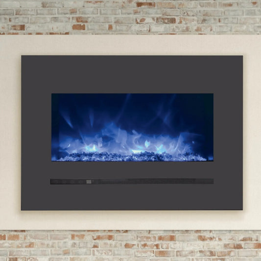 Linear Series 26" Wall Mount or Flush Mount Electric Fireplace With Steel Surround & Glass Media