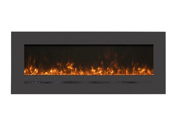 Linear Series 72" Wall Mount or Flush Mount Electric Fireplace With Steel Surround & Glass Media