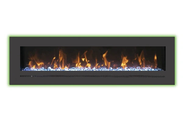 Linear Series 72" Wall Mount or Flush Mount Electric Fireplace With Steel Surround & Glass Media