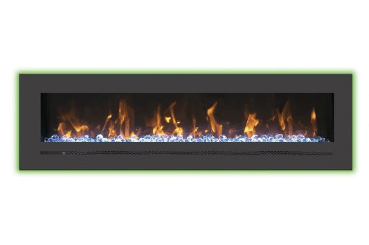 Linear Series 72" Wall Mount or Flush Mount Electric Fireplace With Steel Surround & Glass Media