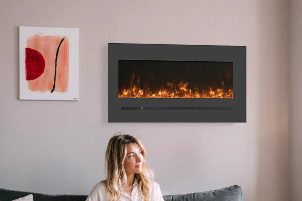 Linear Series 72" Wall Mount or Flush Mount Electric Fireplace With Steel Surround & Glass Media