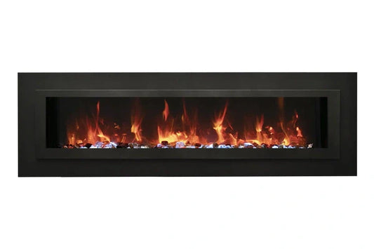 Linear Series 48" Wall Mount or Flush Mount Electric Fireplace With Steel Surround & Glass Media
