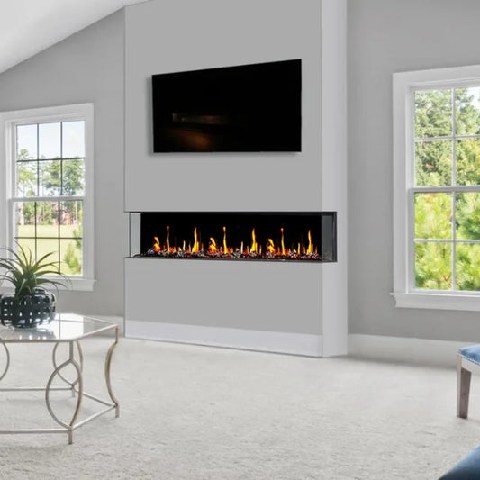 Litedeer Homes WarmCastle 50" 3-Side Smart Control Electric Fireplace With Crystal Media