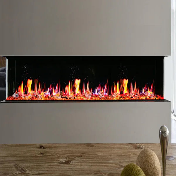 Litedeer Homes WarmCastle 60" 3-Side Smart Control Electric Fireplace With Crystal Media