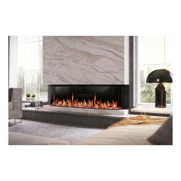 Litedeer Homes WarmCastle 72" 3-Side Smart Control Electric Fireplace With Crystal Media