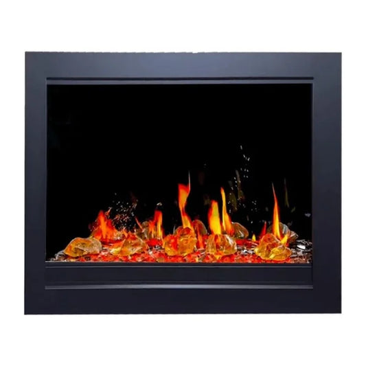 Litedeer Homes LiteStar 30" Luster Copper Amber Glass Smart Electric Fireplace Inserts With App Reflective Amber GlassII-Amber