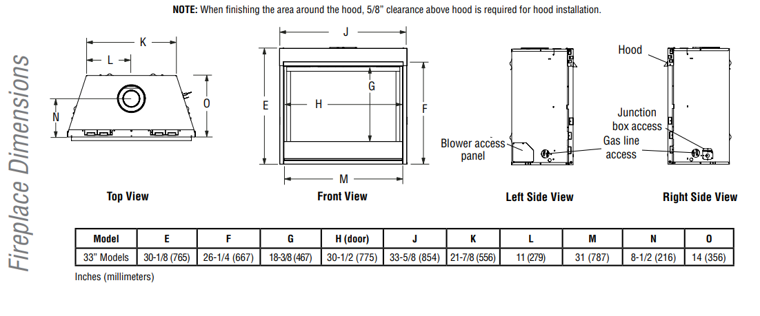 Superior DRT2033 33" Built-In Traditional Direct Top Vent Gas Fireplace with Electronic Ignition & Aged Oak Logs