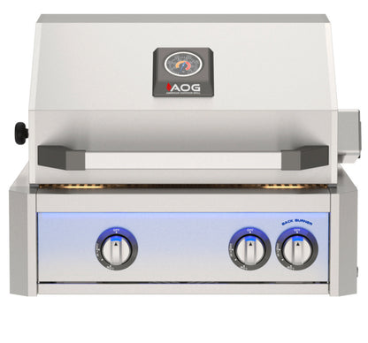AOG L-Series 24" 2-Burner Liquid Propane Built-In Grill with Backburner and Rotisserie Kit High Performance Outdoor Cooking