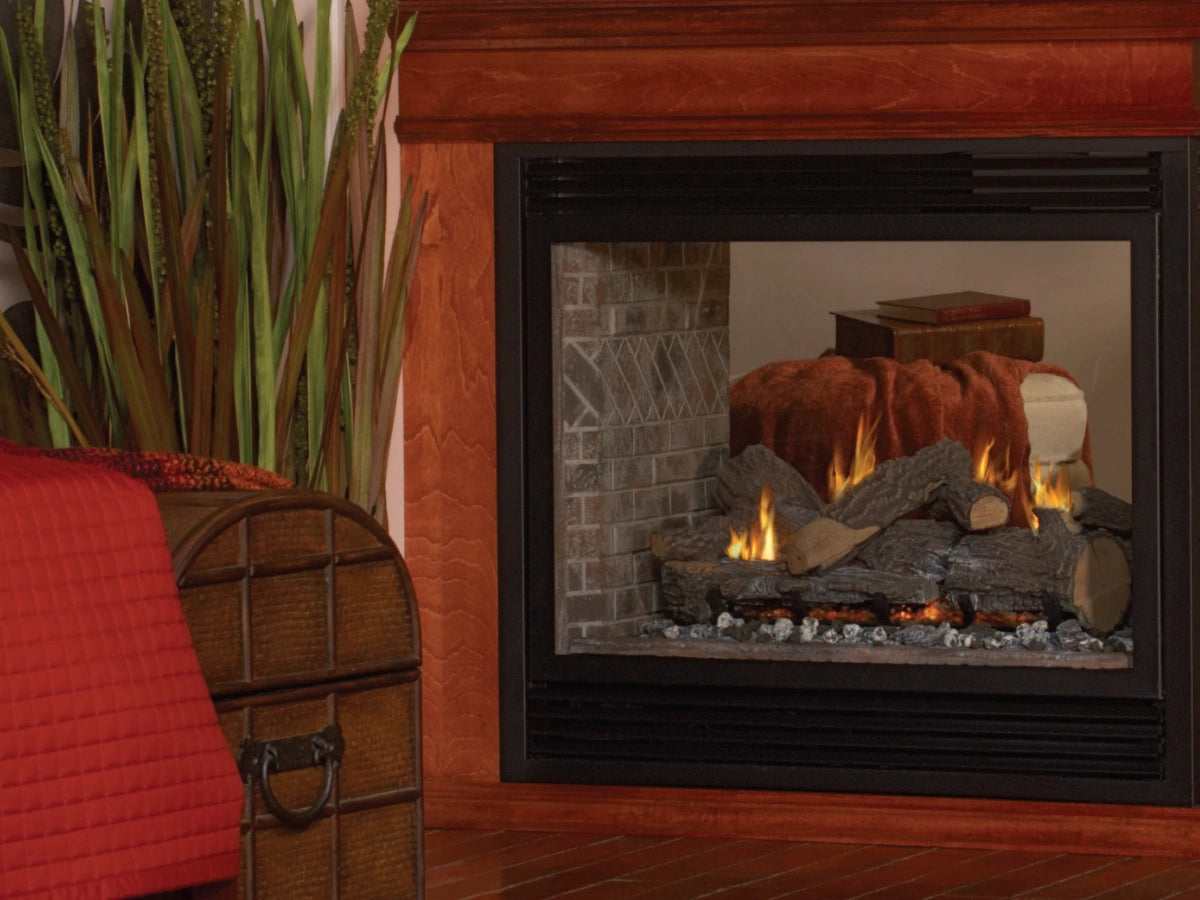 Empire White Mountain Hearth Tahoe 36" Direct Vent Premium See Through Gas Fireplace with Millivolt Control and On/Off Switch