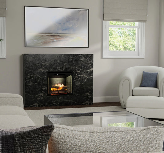 Revillusion® 24" Built-In Electric Firebox - Tumbled Glass Ember Bed, Grey Brick