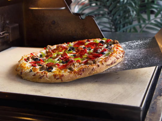 Blaze 14 3/4-in Ceramic Pizza Stone w/ Stainless Steel Tray for Gas Grills