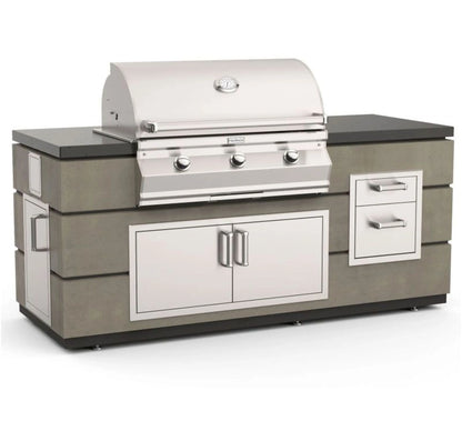 Fire Magic Contemporary Choice Island for C650 Grill, Double Drawer Cut-Out (31 x 82 inch, Smoke)