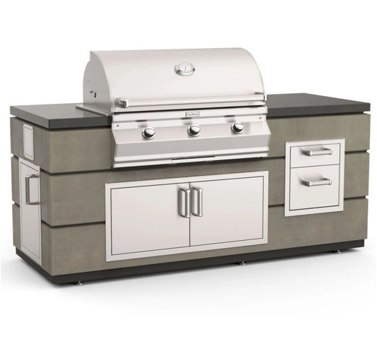 Fire Magic Contemporary Choice Island for C650 Grill, Double Drawer Cut-Out (31 x 82 inch, Smoke)