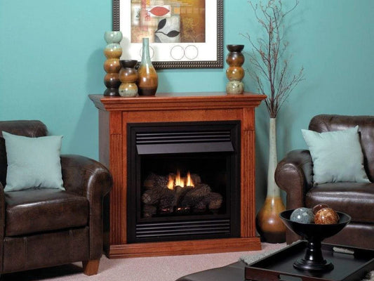 Empire White Mountain Hearth Vail 26" Special Edition Vent Free Deluxe Gas Fireplace with Millivolt Control Contour Burner and White Mantel
