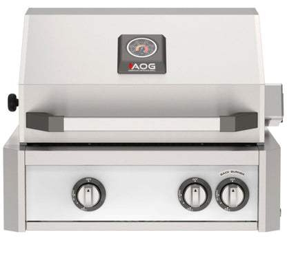 AOG L-Series 24" 2-Burner Natural Gas Built-In Grill with Backburner and Rotisserie Kit High Performance Outdoor Cooking