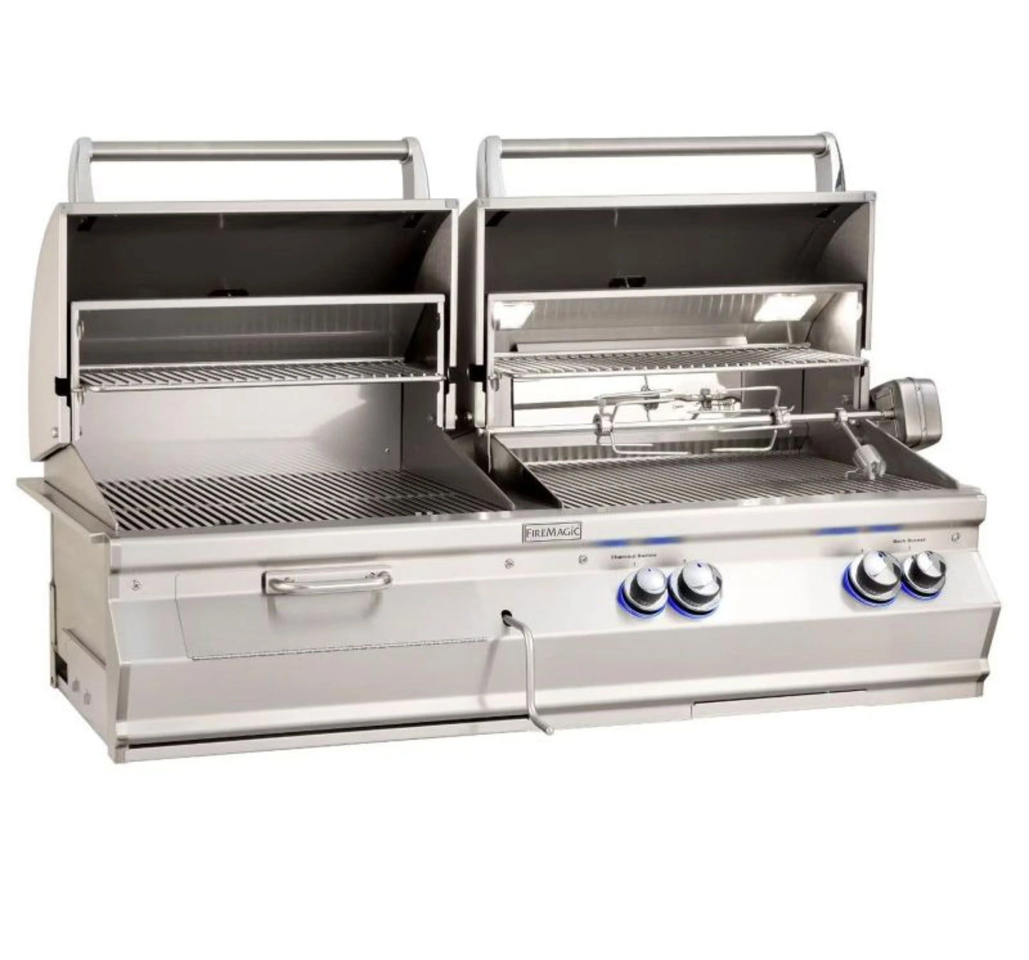Fire Magic Aurora A830 32" Natural Gas & Charcoal Combo Grill with Rotisserie Kit and Analog Thermometer