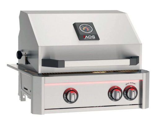 AOG L-Series 24" 2-Burner Liquid Propane Built-In Grill with Backburner and Rotisserie Kit High Performance Outdoor Cooking