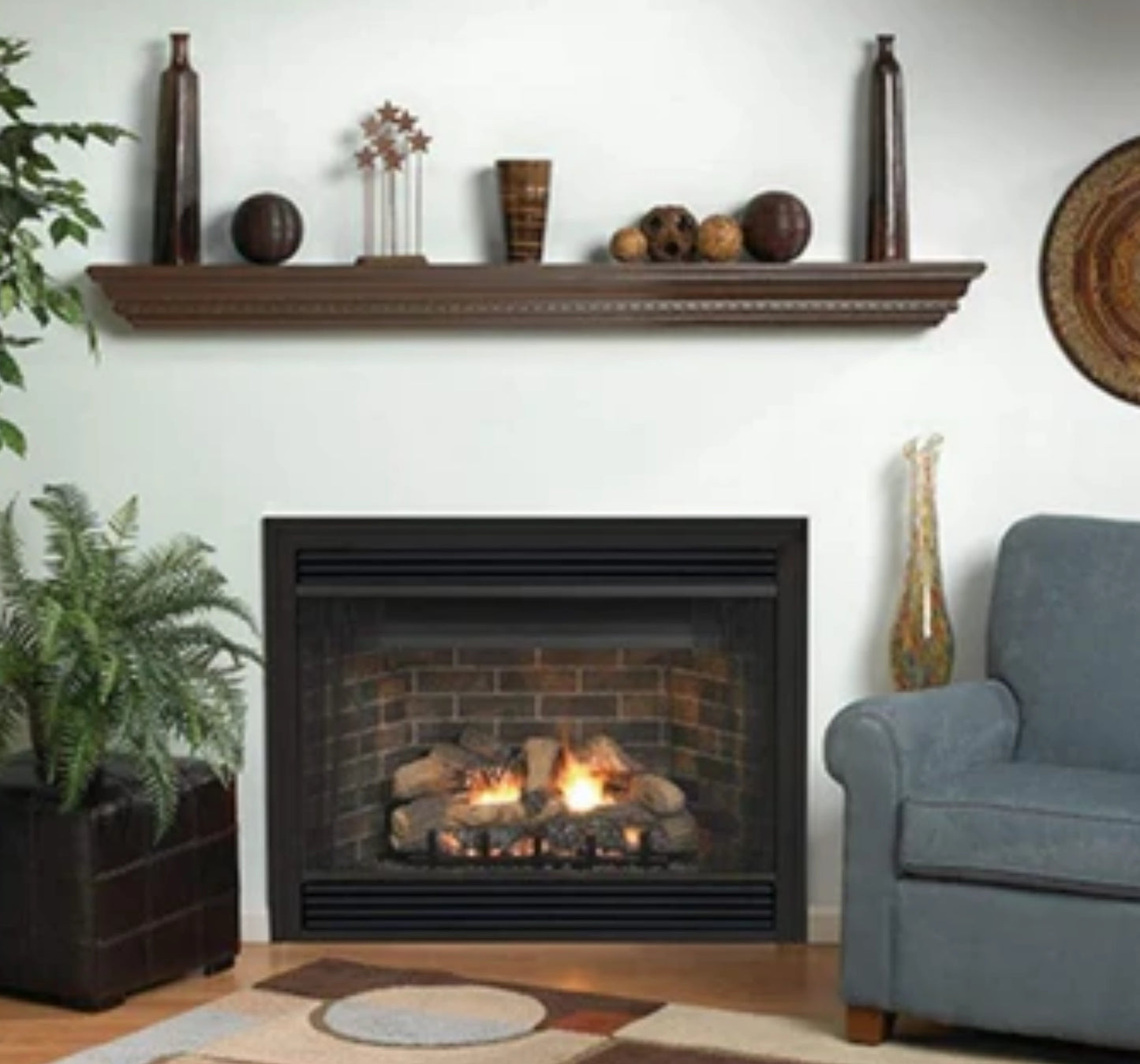 Empire White Mountain Hearth Keystone 34" DIrect Vent Deluxe Natural Gas Fireplace with Millivolt Control and Flush Face