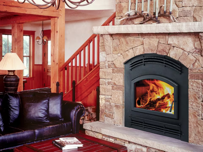 Majestic Wood fireplace with Classic Black Front and Single Rectangle Door