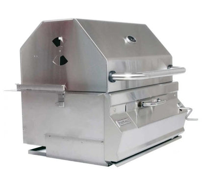Fire Magic 30" Built-In Stainless Steel Charcoal Grill with Smoker Hood and Analog Thermometer