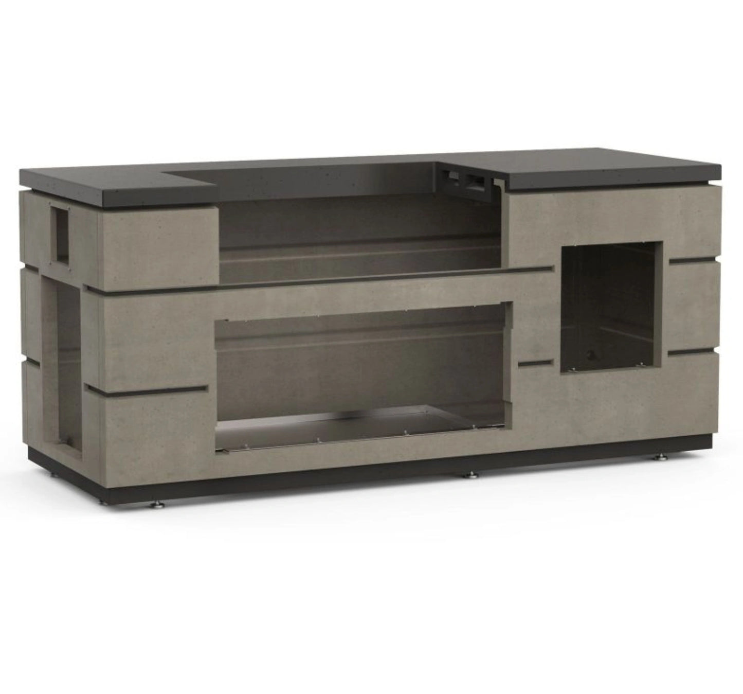 Fire Magic Contemporary Choice Island for C650 Grill, Double Drawer Cut-Out (31 x 82 inch, Smoke)