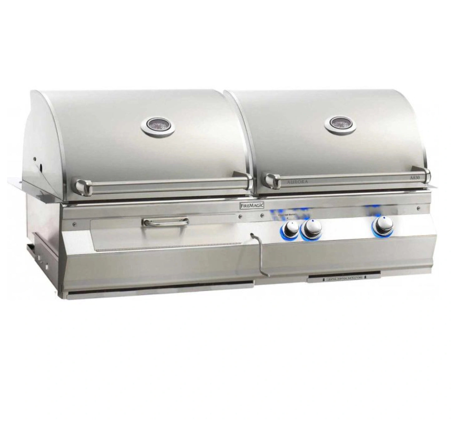 Fire Magic Aurora A830 32" Natural Gas & Charcoal Combo Grill with Rotisserie Kit and Analog Thermometer