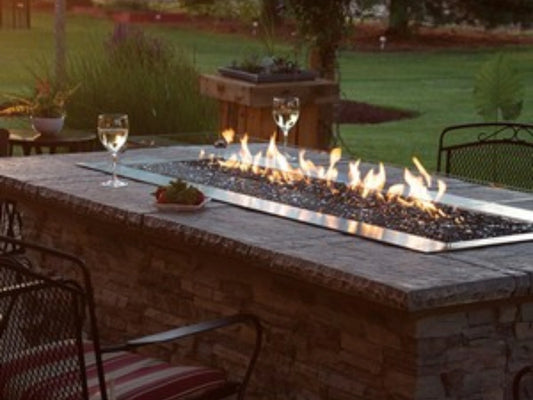 Empire White Mountain Hearth Carol Rose Coastal 60" Stainless Steel Gas Outdoor Linear Fire Pit with Manual Control