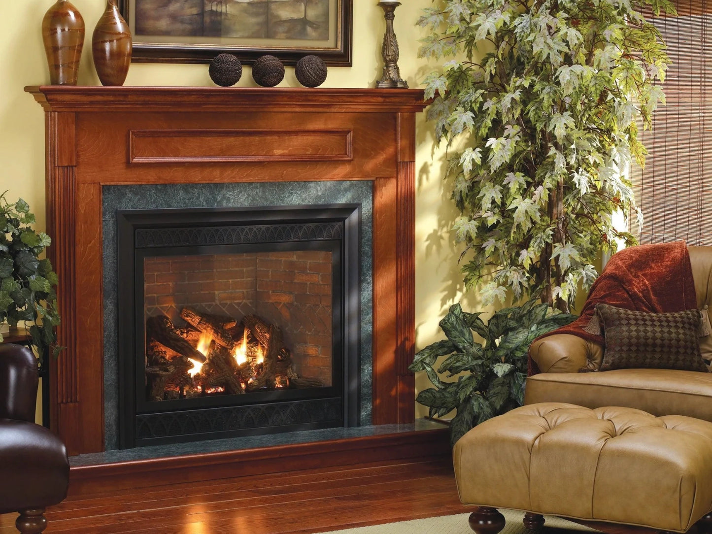 Empire White Mountain Hearth Tahoe 36" Direct Vent Luxury Propane Gas Fireplace with Multi Function Control On/Off Switch and Blower