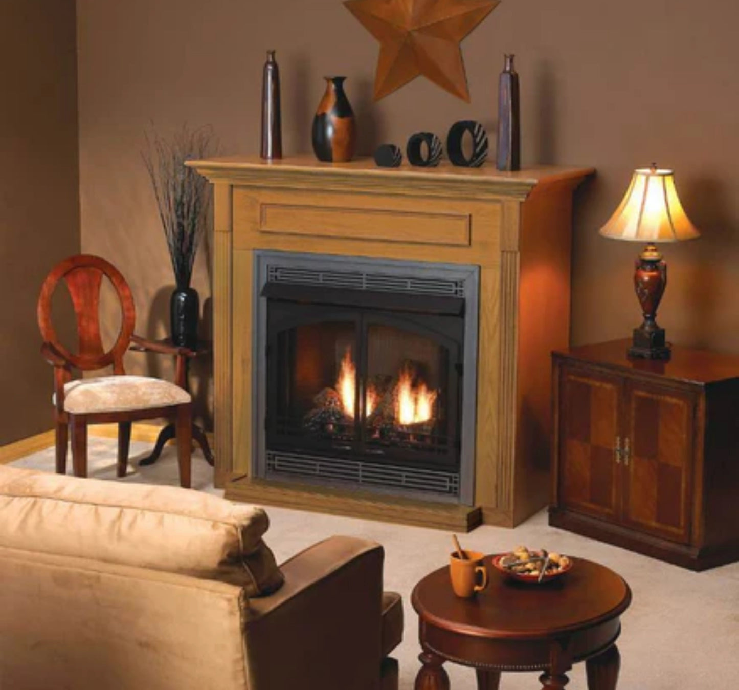 Empire White Mountain Hearth 42" Standard Cabinet Mantel With Base in Dark Oak Finish