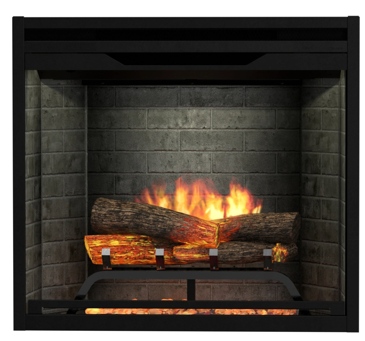 Revillusion® 24" Built-In Electric Firebox - Tumbled Glass Ember Bed, Grey Brick