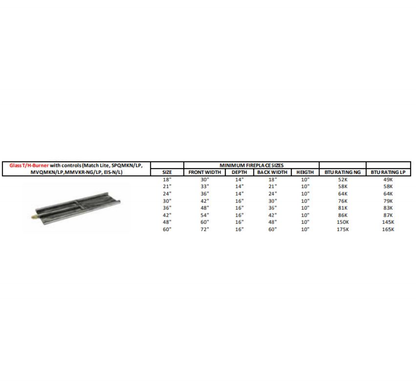 Grand Canyon Indoor/Outdoor Natural Gas or Propane 14 Inch H-Style Glass Burner