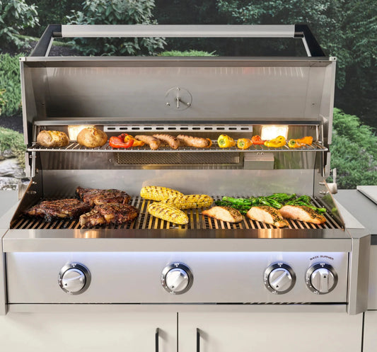 AOG L-Series 24" 2-Burner Natural Gas Built-In Grill with Backburner and Rotisserie Kit High Performance Outdoor Cooking