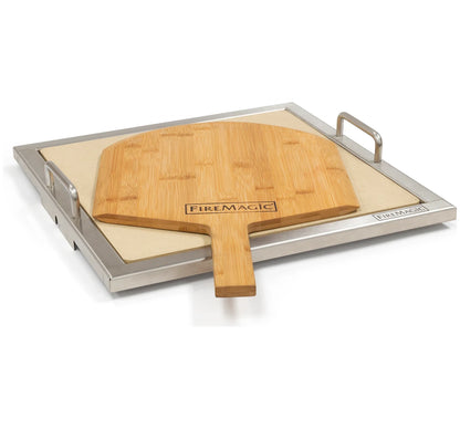 Fire Magic 3514 Pizza Stone Kit with Wooden Pizza Peel