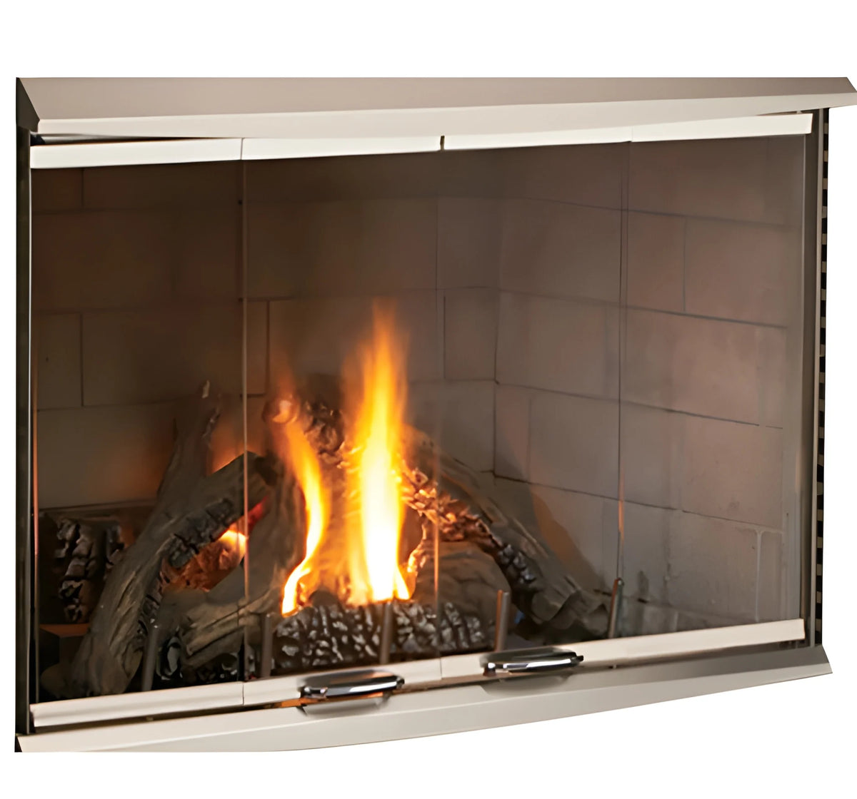 Superior Outdoor Bi-Fold Door with Frame and Hoods, Brushed Stainless for VRE4336 Gas Fireplace