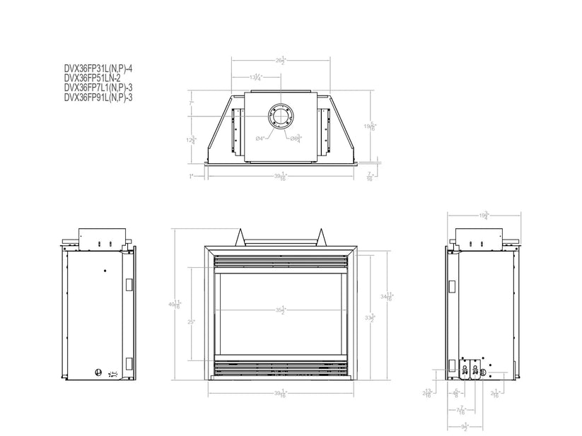 Empire Hearth Tahoe 36" Direct Vent Luxury Gas Fireplace with Multi Function Control On/Off Switch and Blower