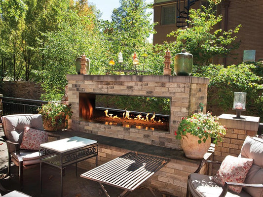 Empire White Mountain Hearth Carol Rose Coastal 60" Stainless Steel Outdoor Linear See Through Natural Gas Fireplace with Manual Control