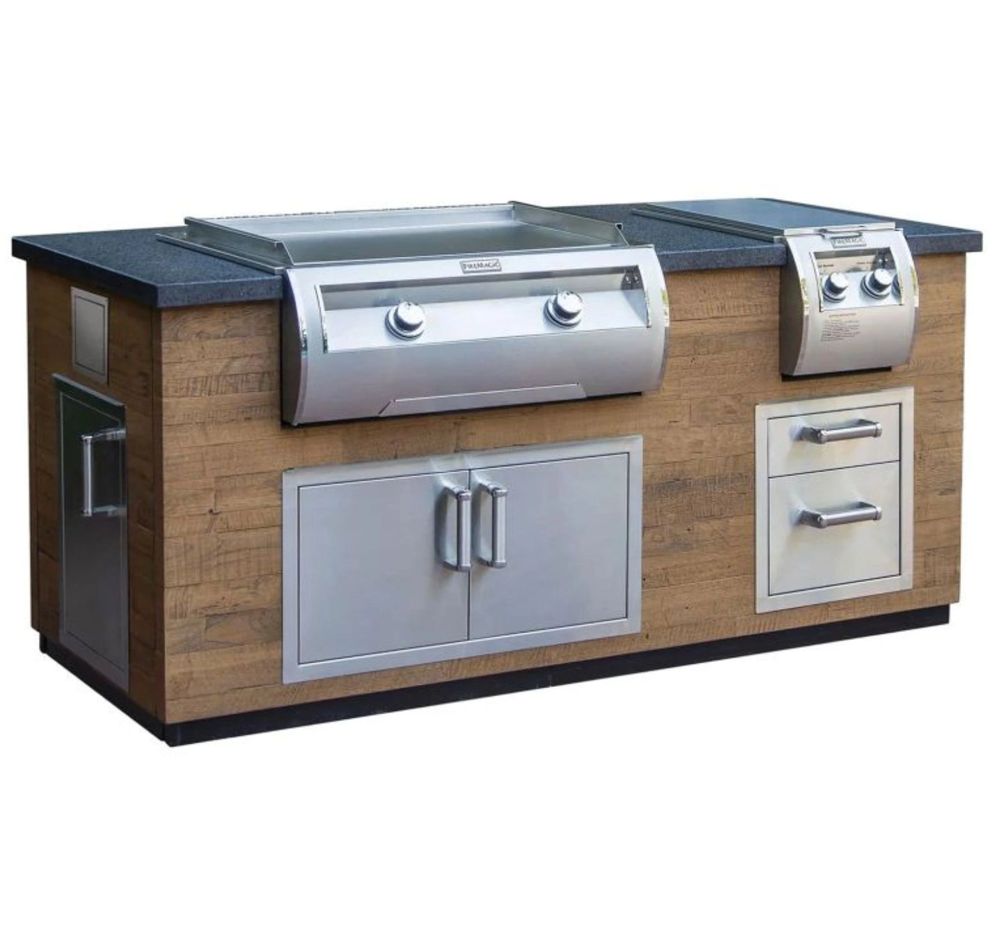 Fire Magic Reclaimed Wood Grill Island for E660/A660 Grill, Double Drawer Cut-Out (35 x 77 inch)