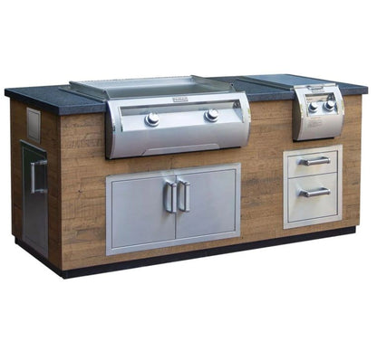Fire Magic Reclaimed Wood Grill Island for E660/A660 Grill, Double Drawer Cut-Out (35 x 77 inch)
